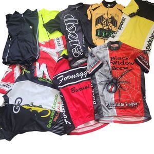 Lot of 9 Mens Cycling Jerseys M Vintage Beer Graphic Specialized Bike Shirts